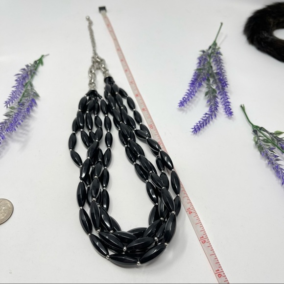 Chicos Black Multi Strand Beaded Statement Necklace - Picture 2 of 4